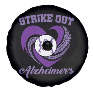 Strike Out Alzheimers Spare Tire Cover Purple Ribbon Baseball Hope Support