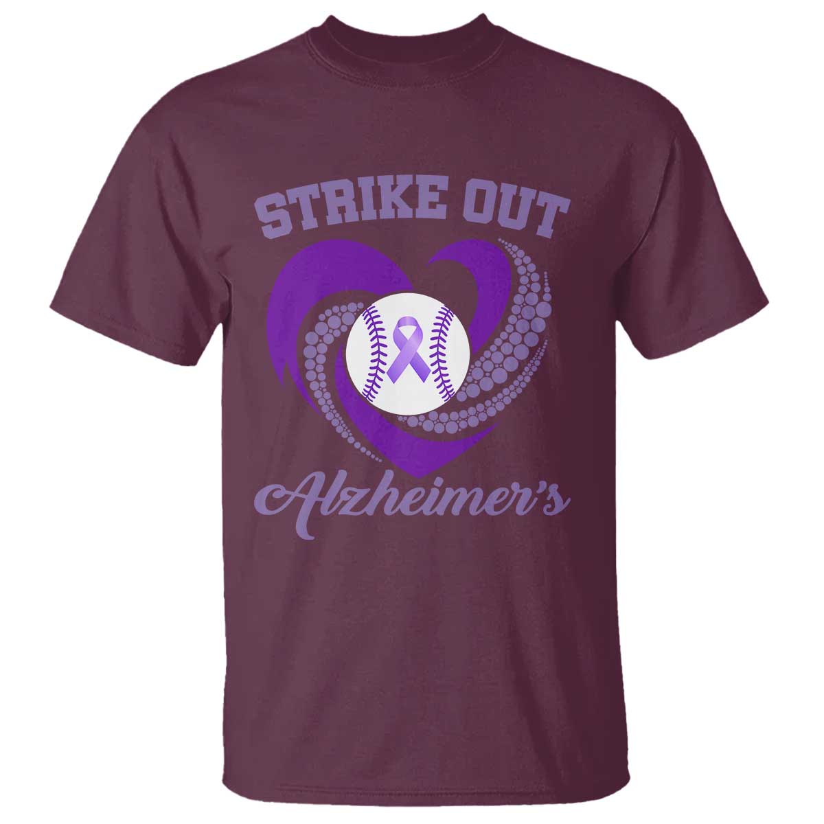 Strike Out Alzheimers T Shirt Purple Ribbon Baseball Hope Support