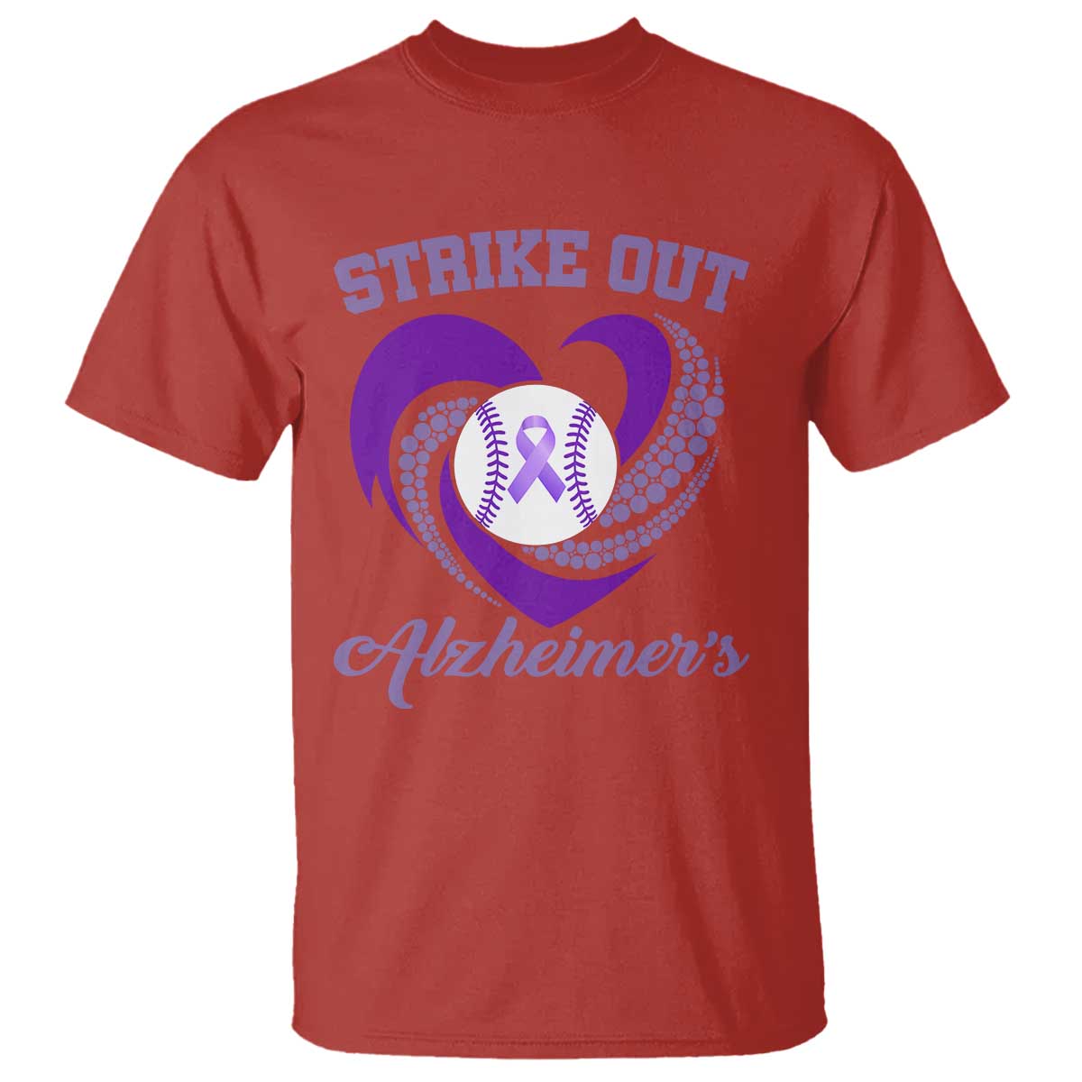 Strike Out Alzheimers T Shirt Purple Ribbon Baseball Hope Support
