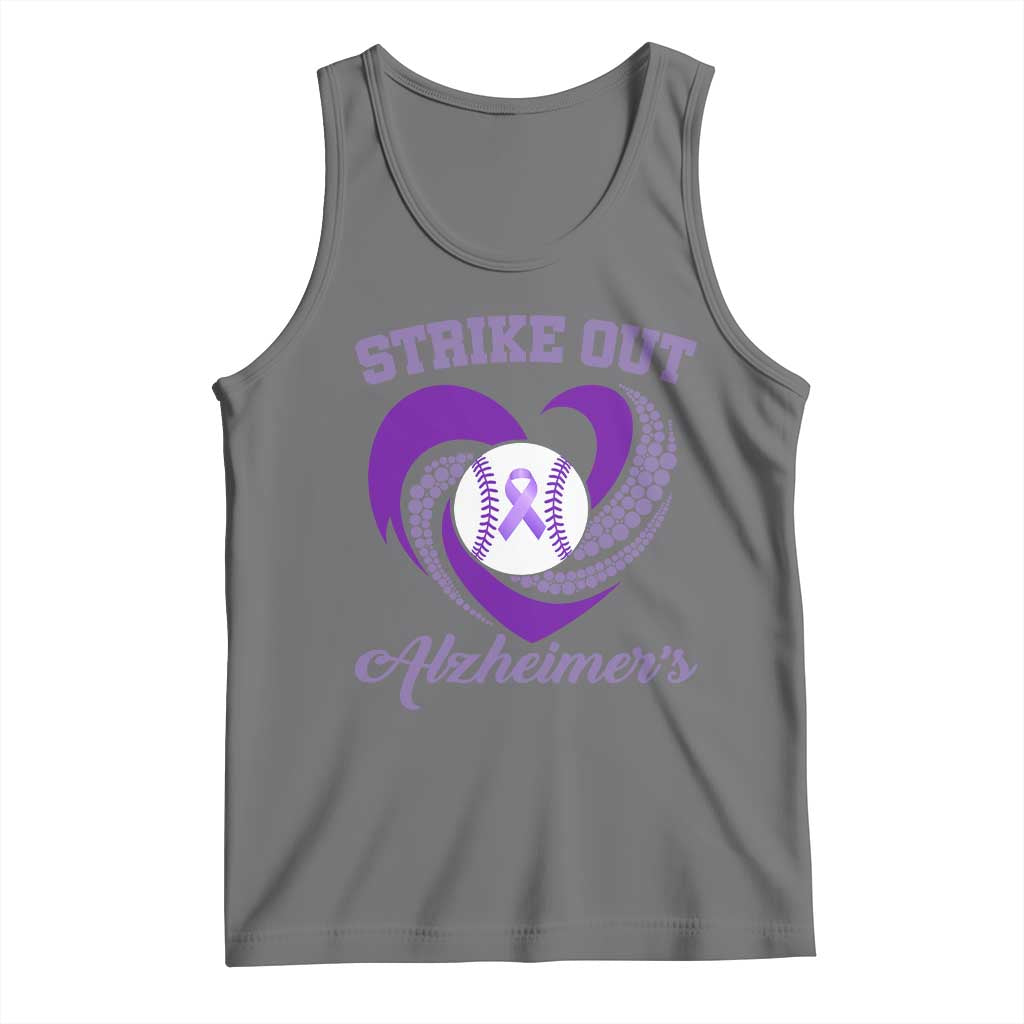 Strike Out Alzheimers Tank Top Purple Ribbon Baseball Hope Support