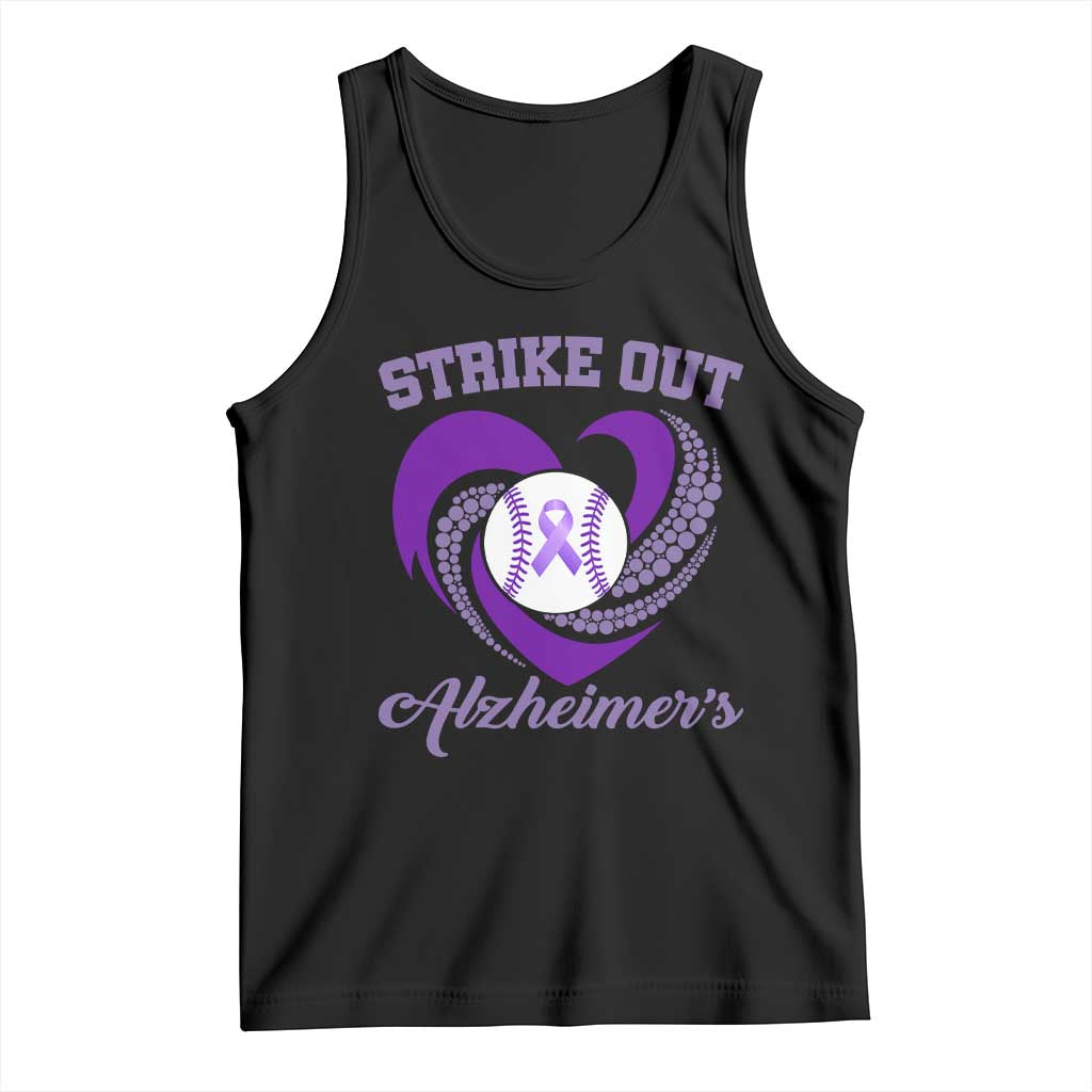 Strike Out Alzheimers Tank Top Purple Ribbon Baseball Hope Support TS12 Black Print Your Wear