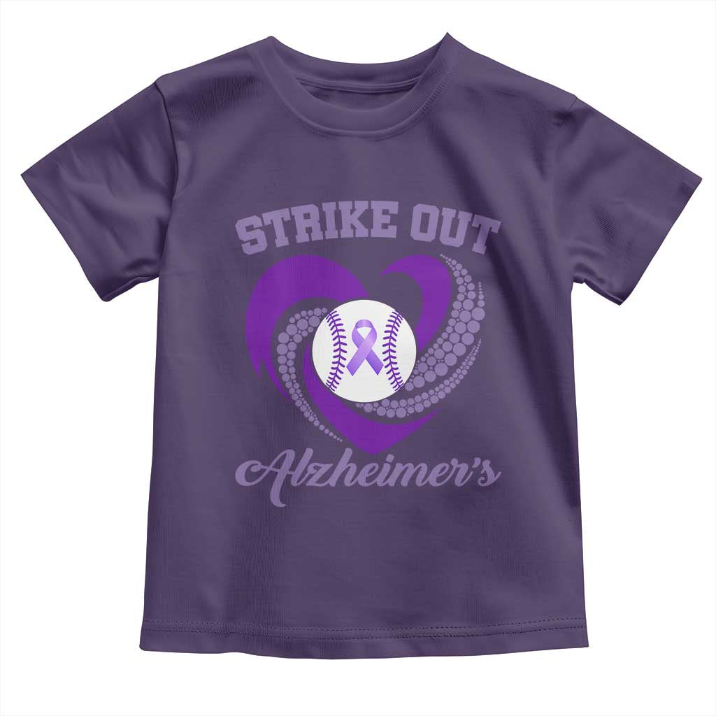 Strike Out Alzheimers Toddler T Shirt Purple Ribbon Baseball Hope Support TS12 Purple Print Your Wear