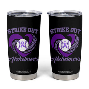 Strike Out Alzheimers Tumbler Cup Purple Ribbon Baseball Hope Support