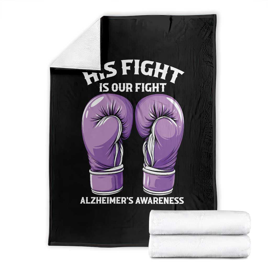 Purple Boxing Gloves Alzheimers Support Throw Blanket His Fight Our Fight TS12 Black Print Your Wear