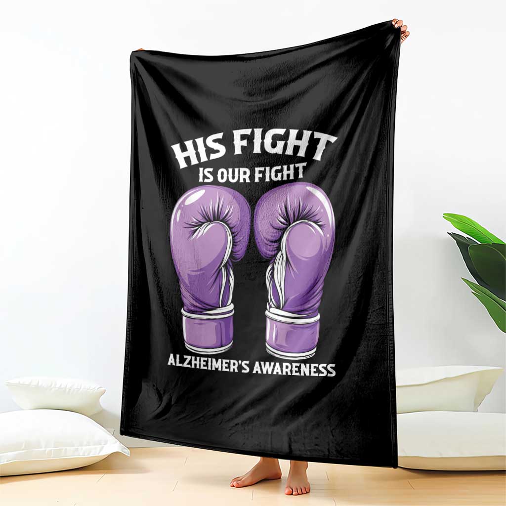 Purple Boxing Gloves Alzheimers Support Throw Blanket His Fight Our Fight