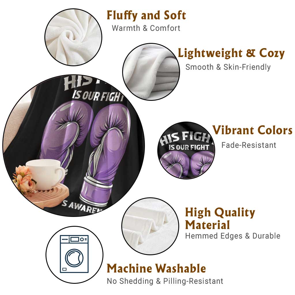 Purple Boxing Gloves Alzheimers Support Throw Blanket His Fight Our Fight