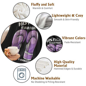Purple Boxing Gloves Alzheimers Support Throw Blanket His Fight Our Fight