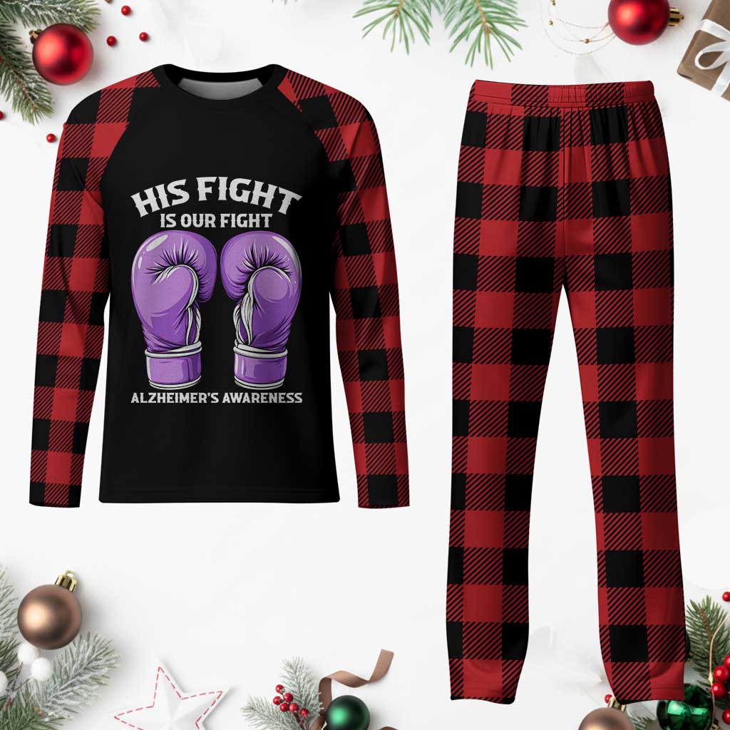 Purple Boxing Gloves Alzheimers Support Plaid Pajama Set His Fight Our Fight TS12 Buffalo Plaid Print Your Wear