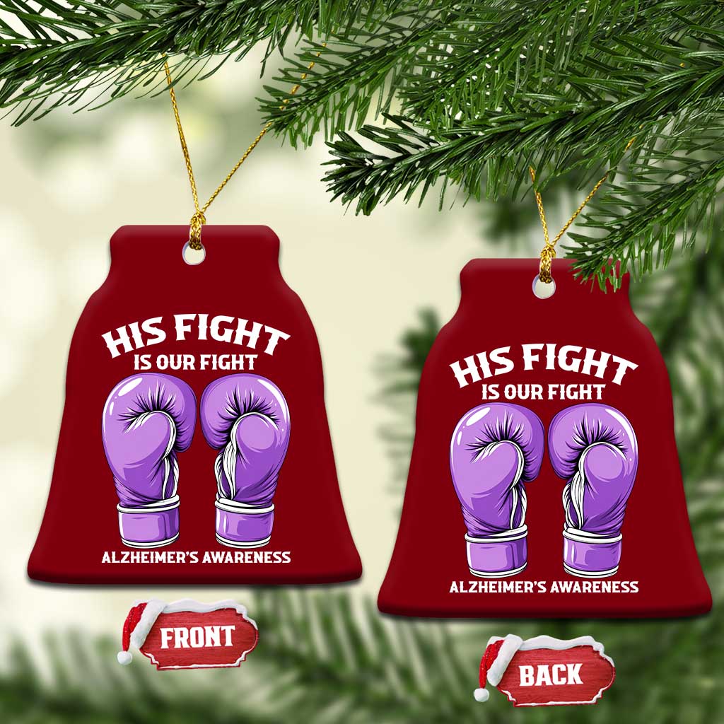 Purple Boxing Gloves Alzheimers Support Ceramic Ornament His Fight Our Fight