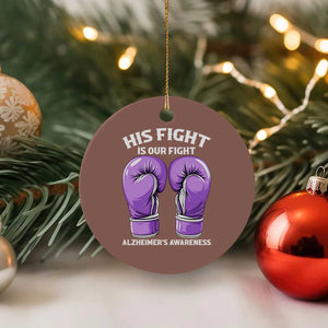 Purple Boxing Gloves Alzheimers Support Ceramic Ornament His Fight Our Fight