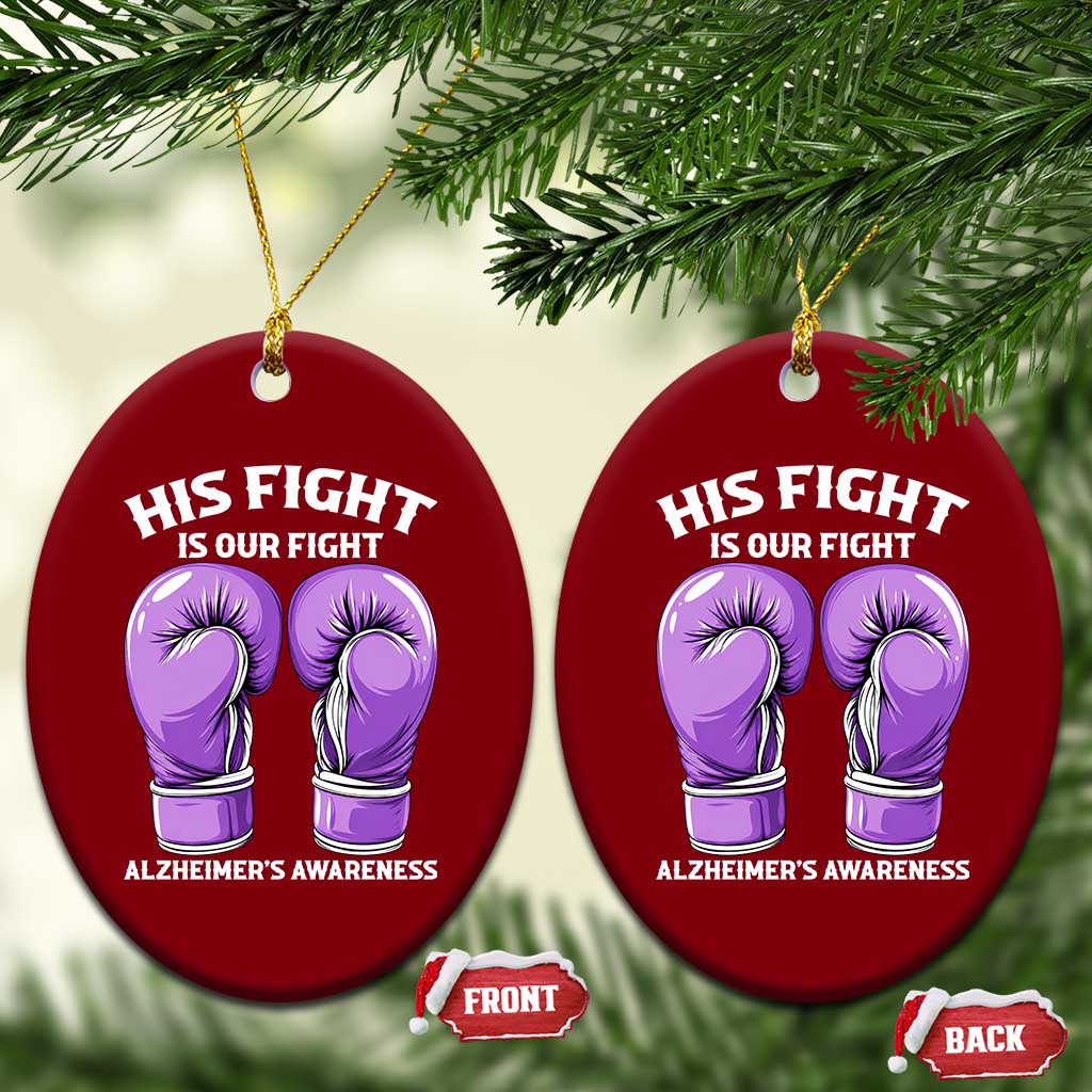 Purple Boxing Gloves Alzheimers Support Ceramic Ornament His Fight Our Fight