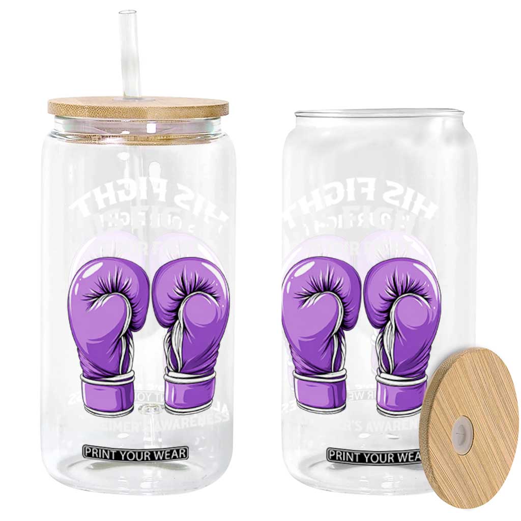 Purple Boxing Gloves Alzheimers Support Glass Can His Fight Our Fight