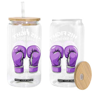 Purple Boxing Gloves Alzheimers Support Glass Can His Fight Our Fight
