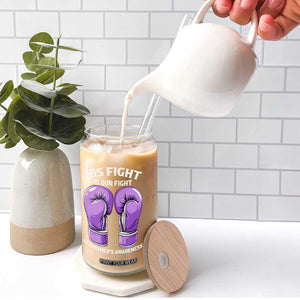 Purple Boxing Gloves Alzheimers Support Glass Can His Fight Our Fight