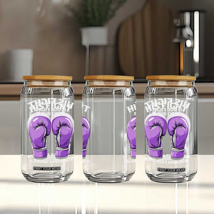 Purple Boxing Gloves Alzheimers Support Glass Can His Fight Our Fight