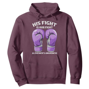 Purple Boxing Gloves Alzheimers Support Hoodie His Fight Our Fight