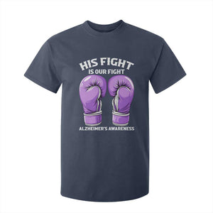 Purple Boxing Gloves Alzheimers Support T Shirt For Kid His Fight Our Fight