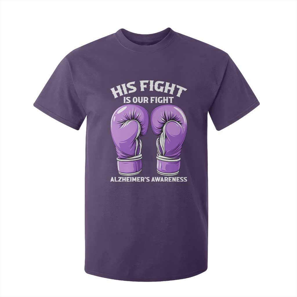 Purple Boxing Gloves Alzheimers Support T Shirt For Kid His Fight Our Fight TS12 Purple Print Your Wear