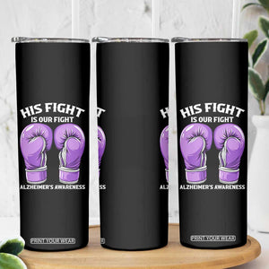 Purple Boxing Gloves Alzheimers Support Skinny Tumbler His Fight Our Fight