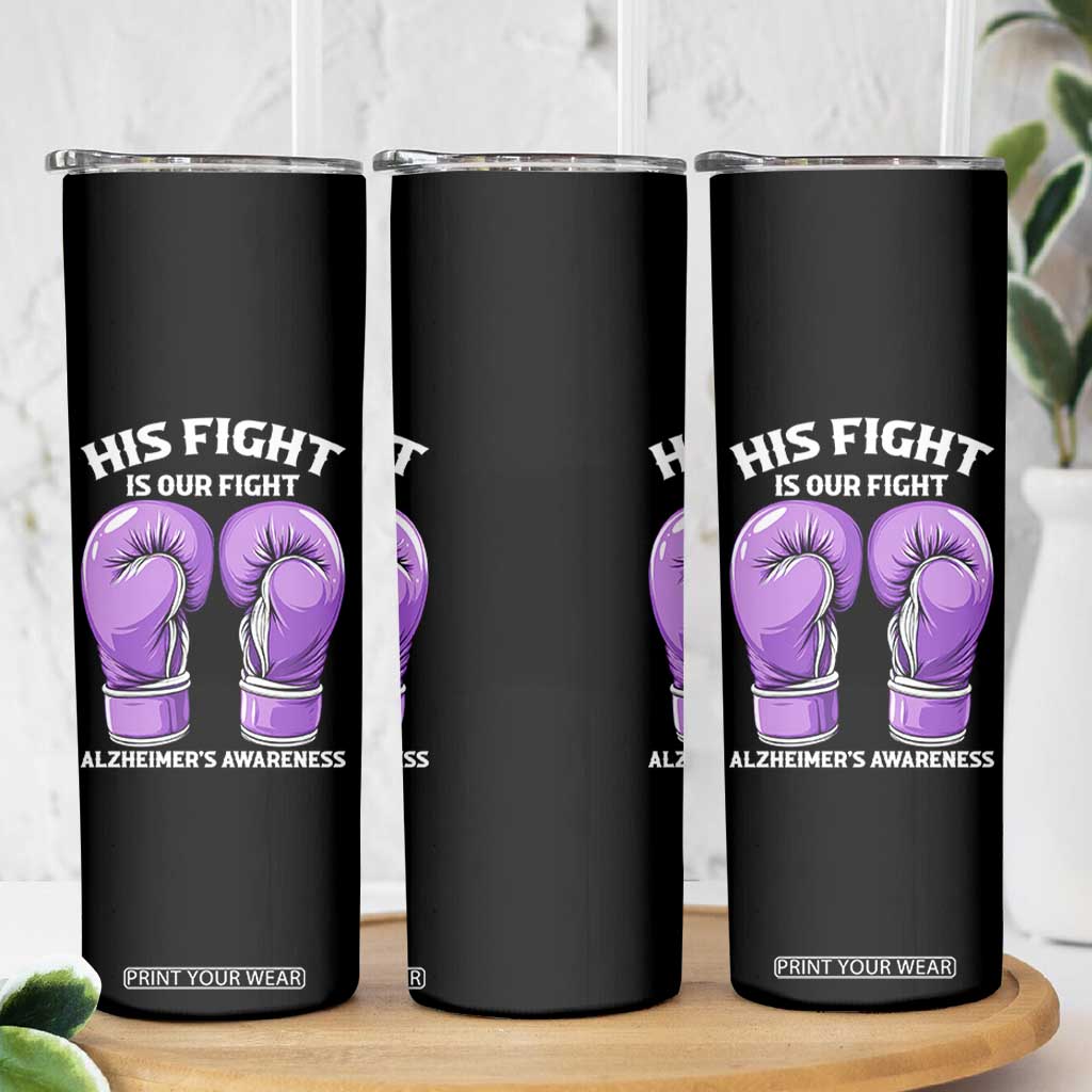 Purple Boxing Gloves Alzheimers Support Skinny Tumbler His Fight Our Fight