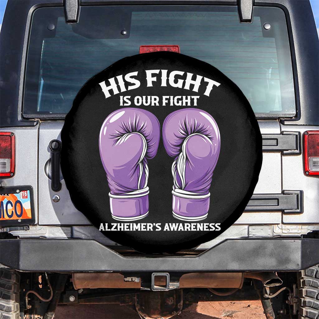 Purple Boxing Gloves Alzheimers Support Spare Tire Cover His Fight Our Fight TS12 No hole Black Print Your Wear