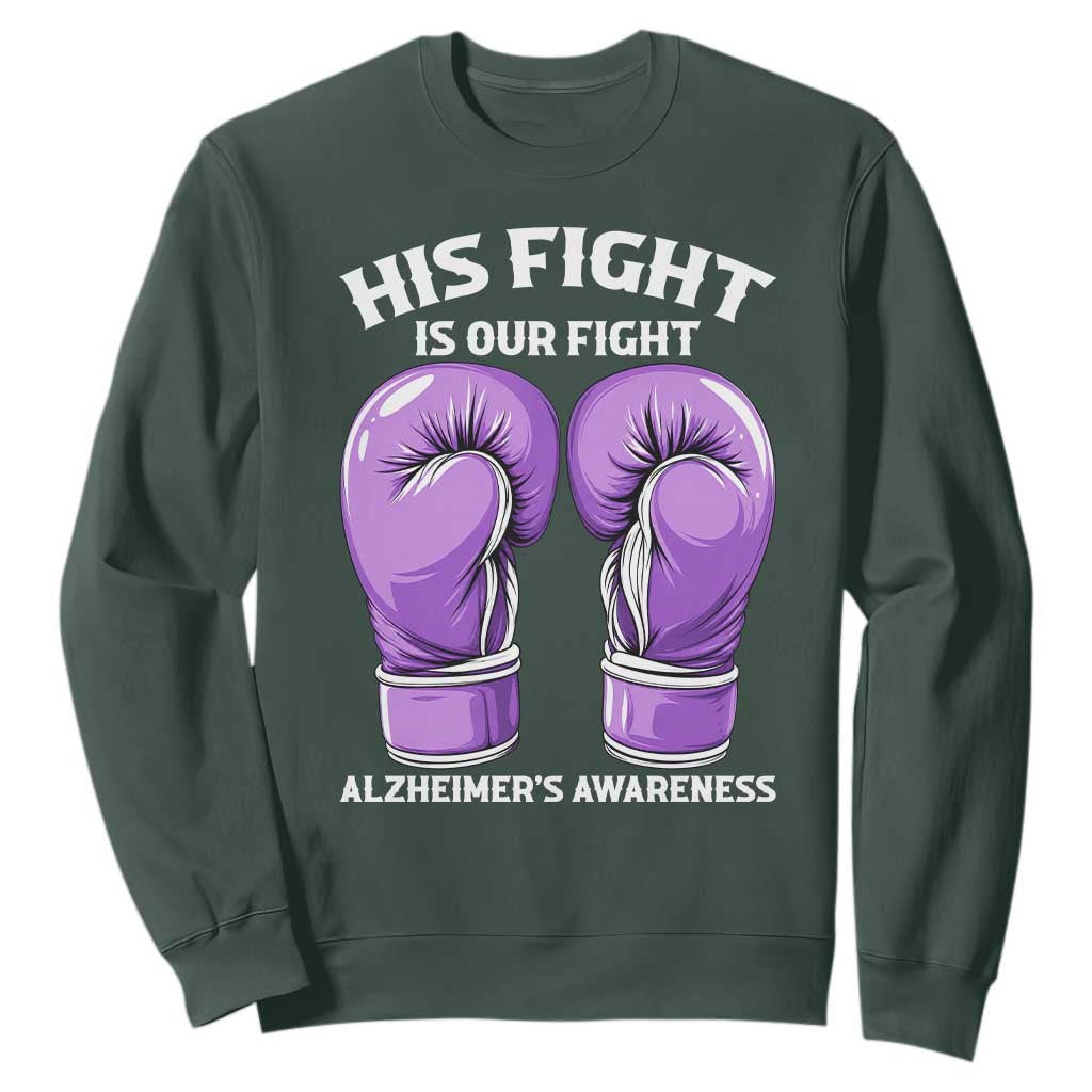 Purple Boxing Gloves Alzheimers Support Sweatshirt His Fight Our Fight