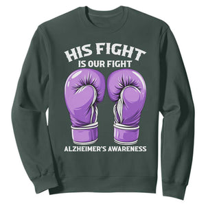 Purple Boxing Gloves Alzheimers Support Sweatshirt His Fight Our Fight