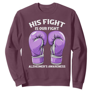 Purple Boxing Gloves Alzheimers Support Sweatshirt His Fight Our Fight