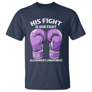 Purple Boxing Gloves Alzheimers Support T Shirt His Fight Our Fight