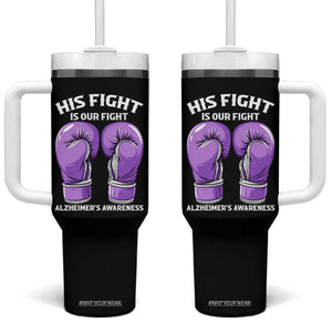 Purple Boxing Gloves Alzheimers Support Tumbler With Handle His Fight Our Fight