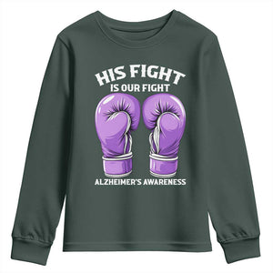 Purple Boxing Gloves Alzheimers Support Youth Sweatshirt His Fight Our Fight