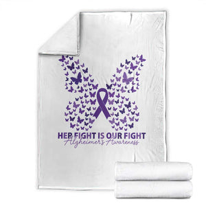 Alzheimers Awareness Butterfly Support Gift Throw Blanket Her Fight Our Fight