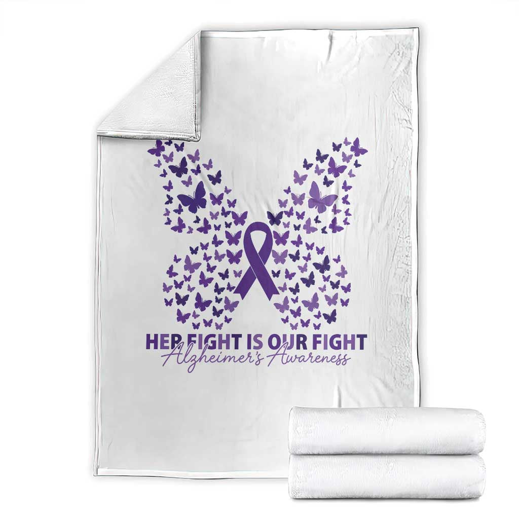 Alzheimers Awareness Butterfly Support Gift Throw Blanket Her Fight Our Fight TS12 White Print Your Wear