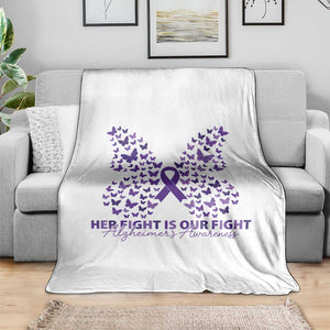 Alzheimers Awareness Butterfly Support Gift Throw Blanket Her Fight Our Fight
