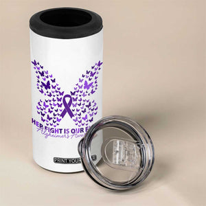 Alzheimers Awareness Butterfly Support Gift 4 in 1 Can Cooler Tumbler Her Fight Our Fight