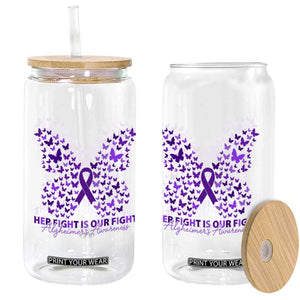 Alzheimers Awareness Butterfly Support Gift Glass Can Her Fight Our Fight