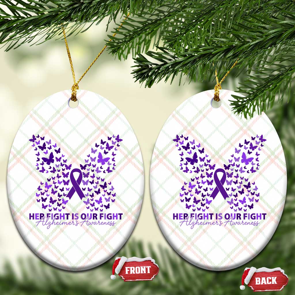 Alzheimers Awareness Butterfly Support Gift Ceramic Ornament Her Fight Our Fight
