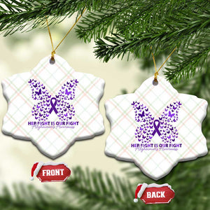 Alzheimers Awareness Butterfly Support Gift Ceramic Ornament Her Fight Our Fight