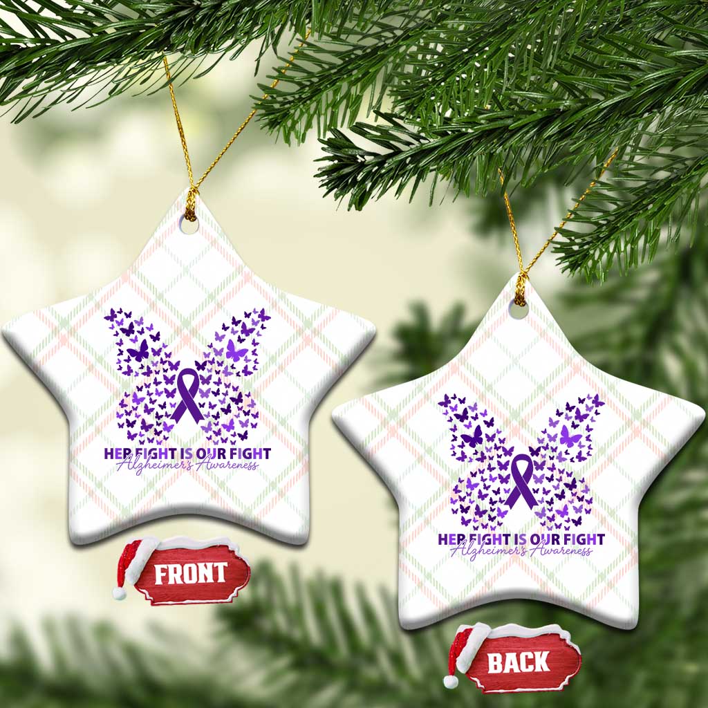 Alzheimers Awareness Butterfly Support Gift Ceramic Ornament Her Fight Our Fight