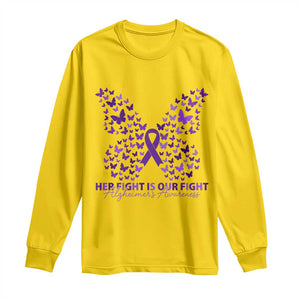 Alzheimers Awareness Butterfly Support Gift Long Sleeve Shirt Her Fight Our Fight