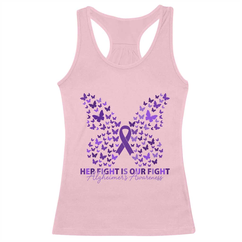Alzheimers Awareness Butterfly Support Gift Racerback Tank Top Her Fight Our Fight