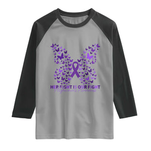 Alzheimers Awareness Butterfly Support Gift Raglan Shirt Her Fight Our Fight