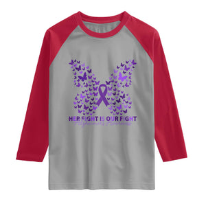Alzheimers Awareness Butterfly Support Gift Raglan Shirt Her Fight Our Fight