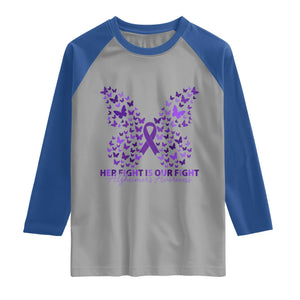 Alzheimers Awareness Butterfly Support Gift Raglan Shirt Her Fight Our Fight