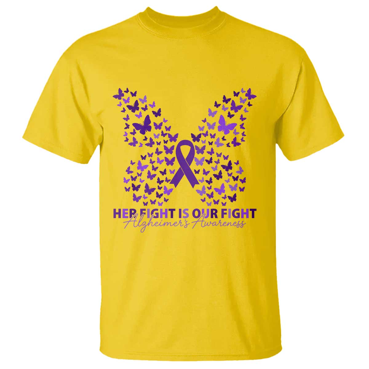 Alzheimers Awareness Butterfly Support Gift T Shirt Her Fight Our Fight
