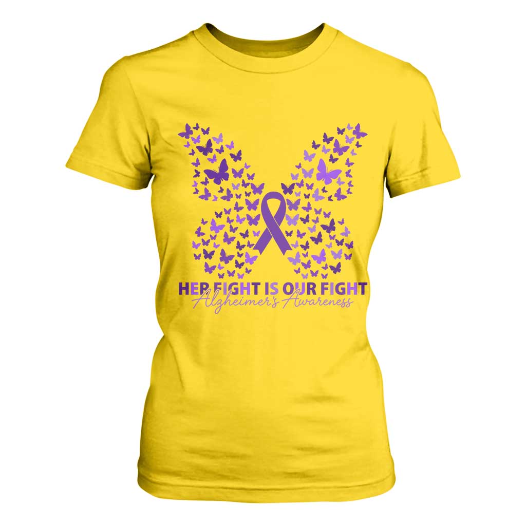 Alzheimers Awareness Butterfly Support Gift T Shirt For Women Her Fight Our Fight