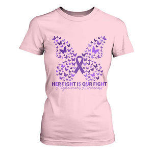 Alzheimers Awareness Butterfly Support Gift T Shirt For Women Her Fight Our Fight