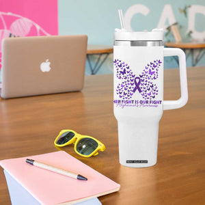 Alzheimers Awareness Butterfly Support Gift Tumbler With Handle Her Fight Our Fight