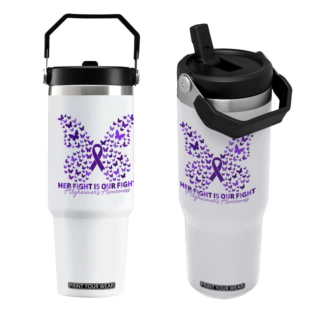 Alzheimers Awareness Butterfly Support Gift Flip Straw Tumbler Her Fight Our Fight TS12 One Size: 30 oz White Print Your Wear