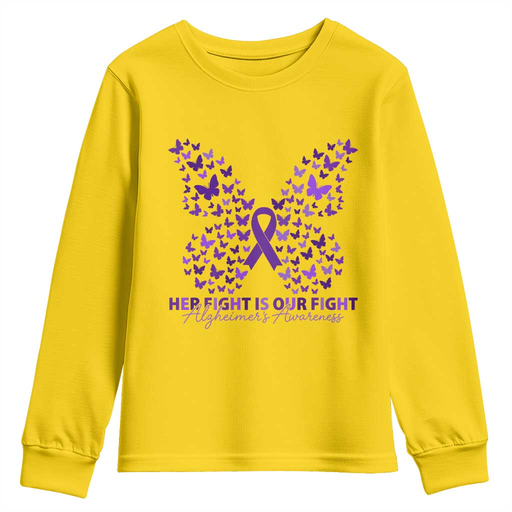 Alzheimers Awareness Butterfly Support Gift Youth Sweatshirt Her Fight Our Fight